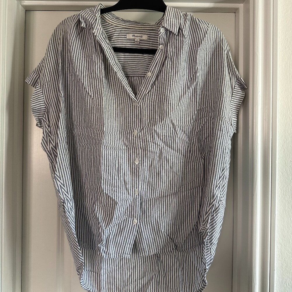 Madewell Blue Striped Short Sleeve Women's Top